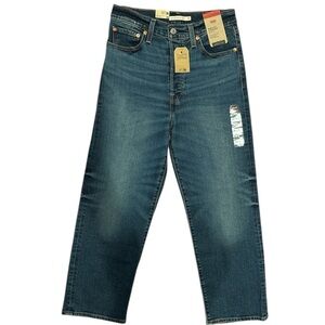Levi’s Ribcage Straight Ankle Super High Rise “Dial Up The Music” New With Tags!